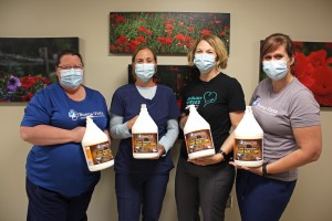 Buena Vista Regional Medical Center’s Oncology & Infusion Center donated sunscreen to area schools. BVRMC employees pictured left to right: Susan Buckendahl, Emily Wright, Melissa Temple and Stephanie Woodford.