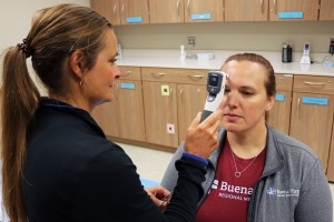BVRMC ER nurse is using the new tonometer tool on a patient in the ER Department