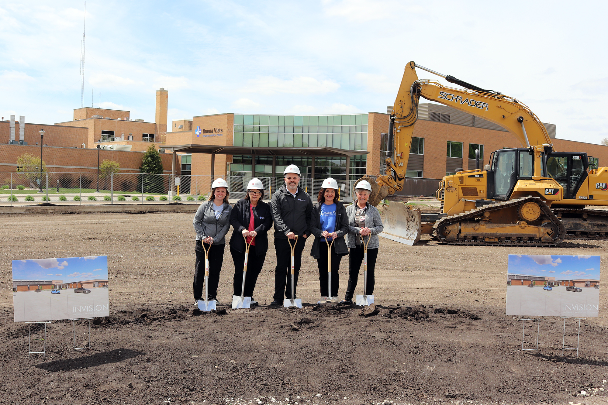 Photo of BVRMC retail pharmacy staff with shovels on construction site breaking ground on new project